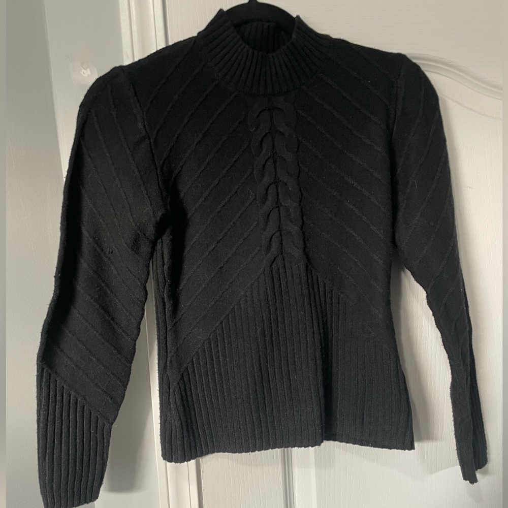 Jessica Simpson Black Cable Knit Turtleneck Sweater